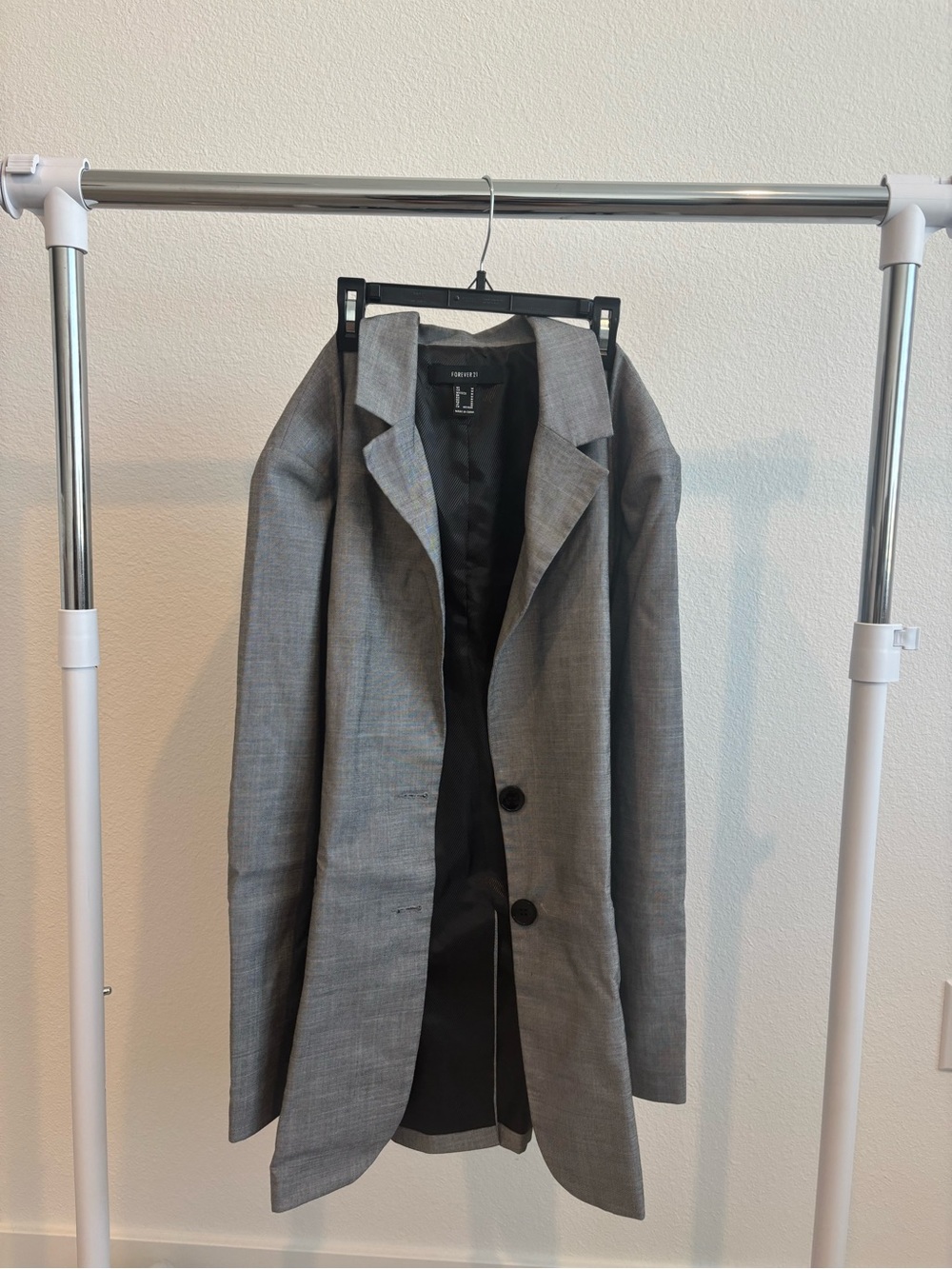 Forever21 Light Gray Women's Double-Breasted Blazer Jacket